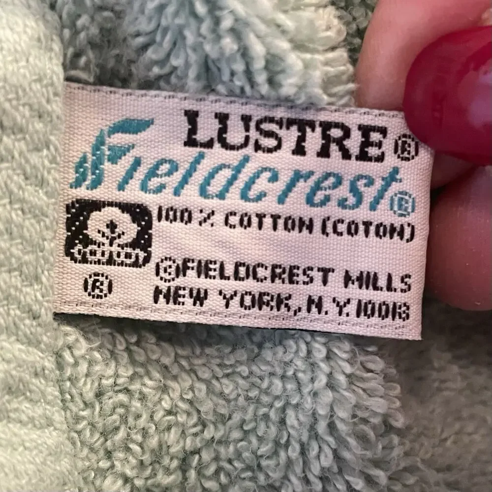 Fieldcrest Lustre Towel Set of Three Green Vintage 80s 2 Bath 1 Hand Cotton